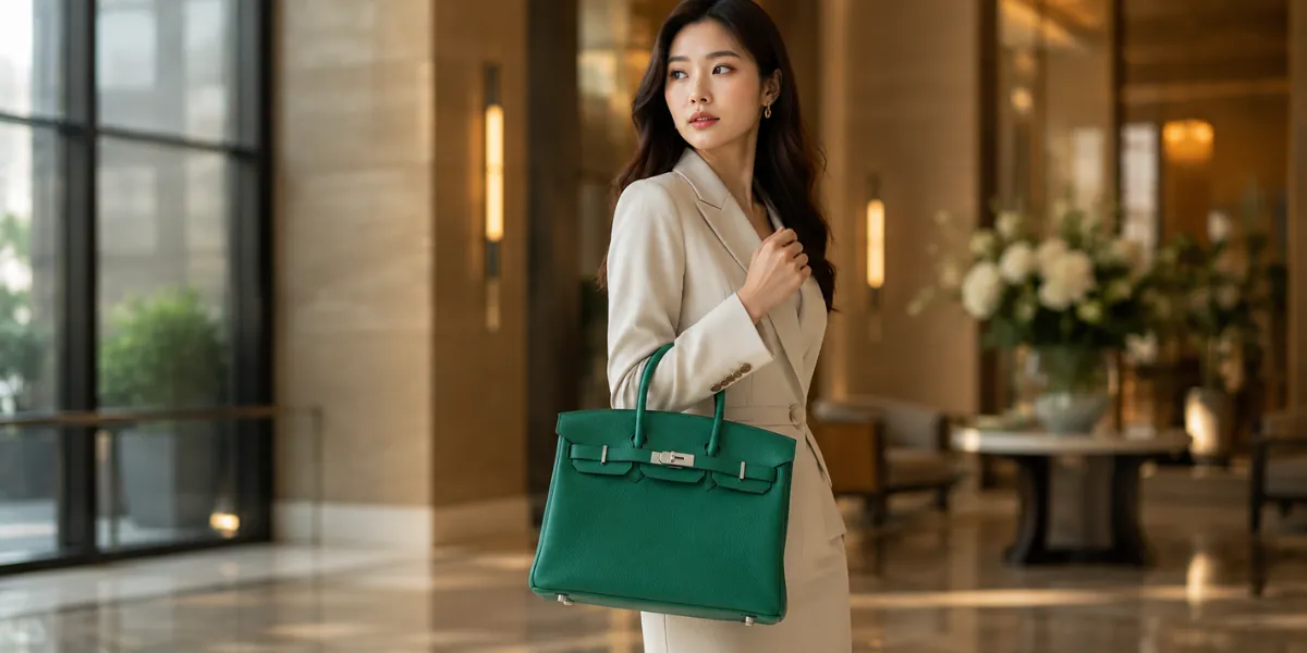 Hermes Birkin Green Leather Silver Hardware