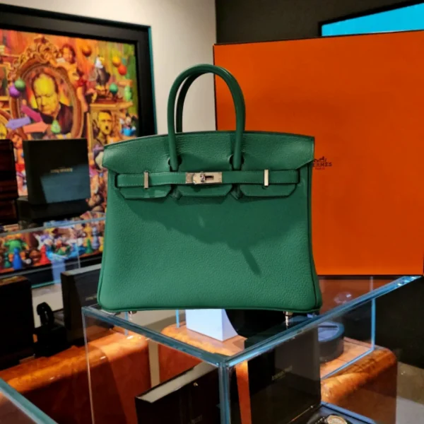 Hermes Birkin Green Leather Silver Hardware