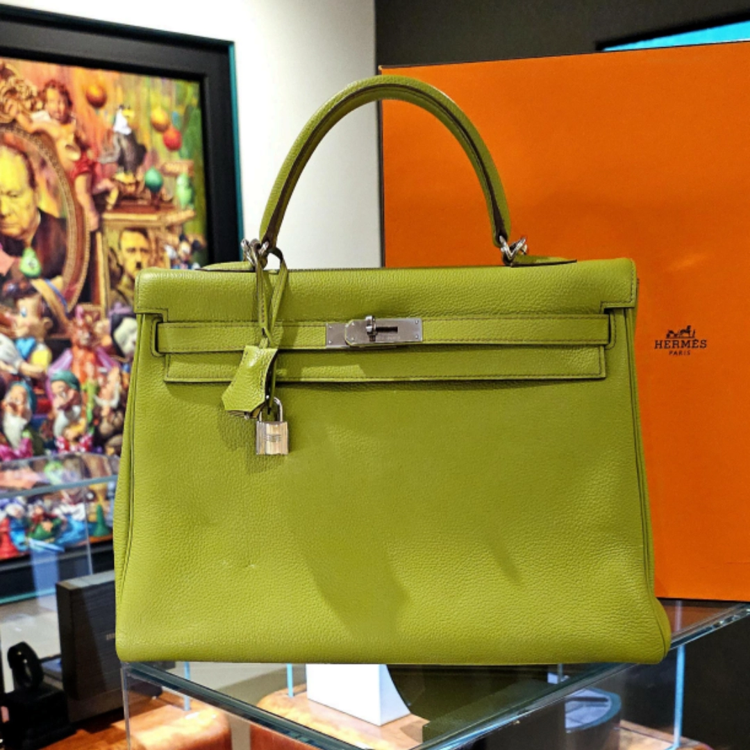 Hermes Kelly Apple Green Togo Leather