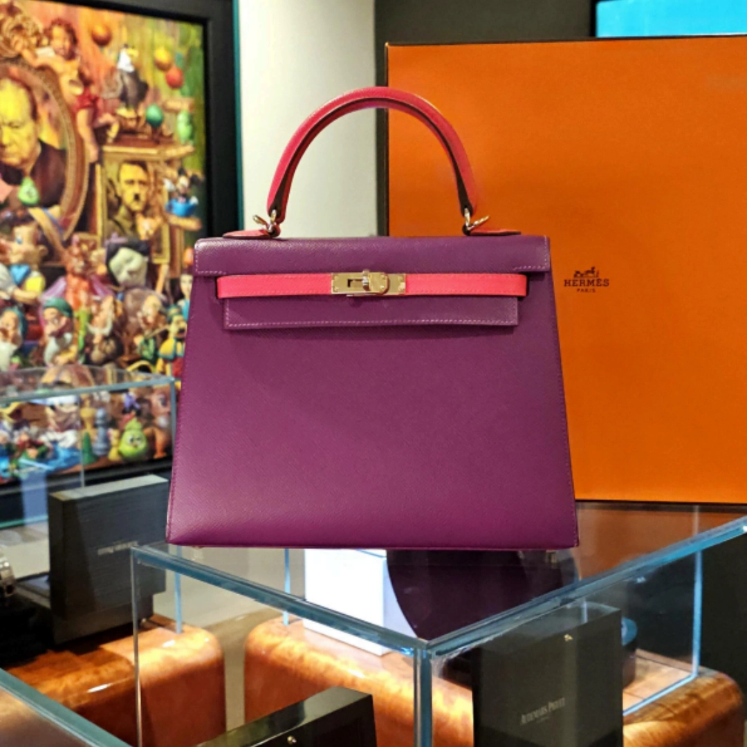 Hermes Kelly Bag Purple Leather