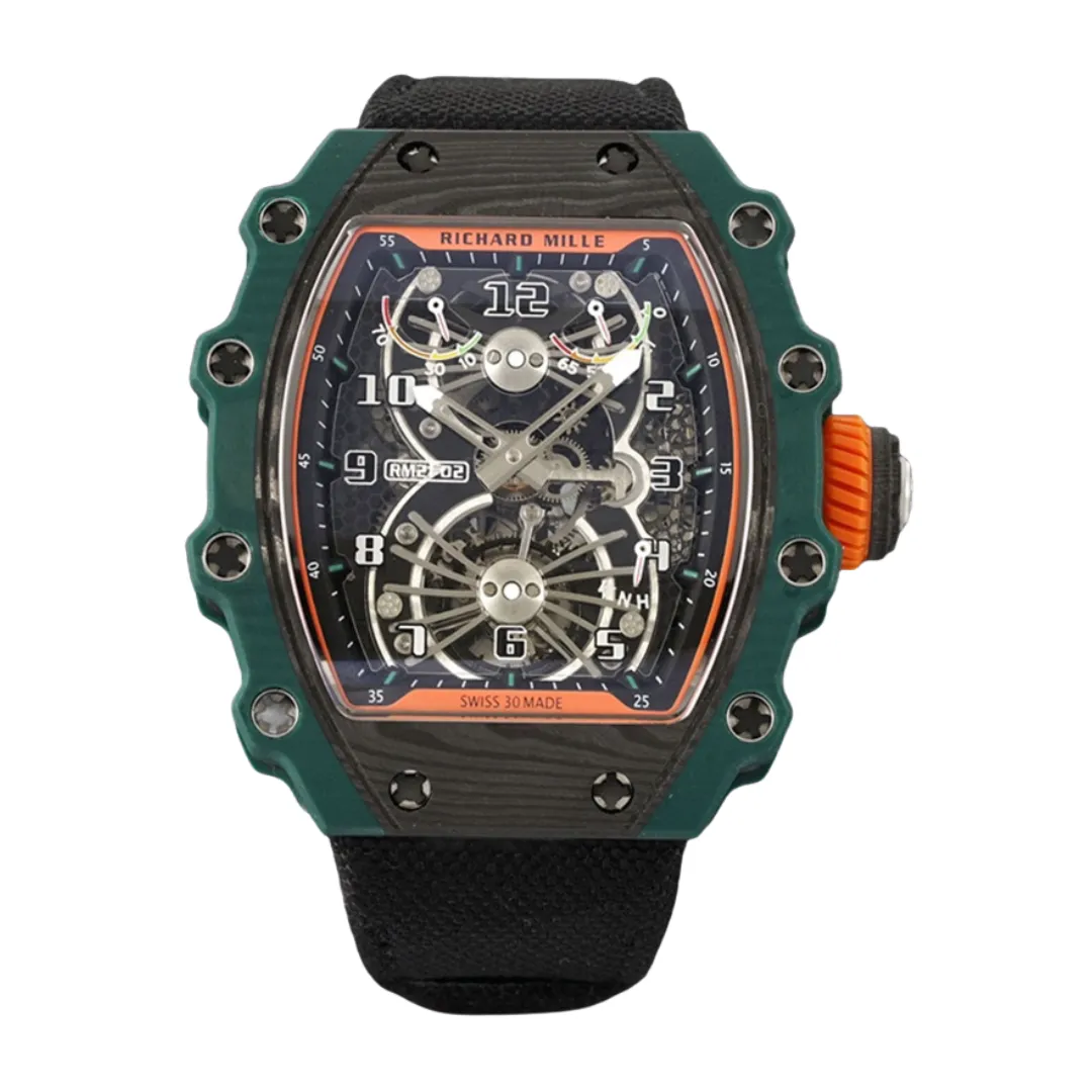 Richard Mille Green RM 21-02 Green (1) Richard Mille Green RM 21-02 Green Skeleton Dial Green Bezel 42mm