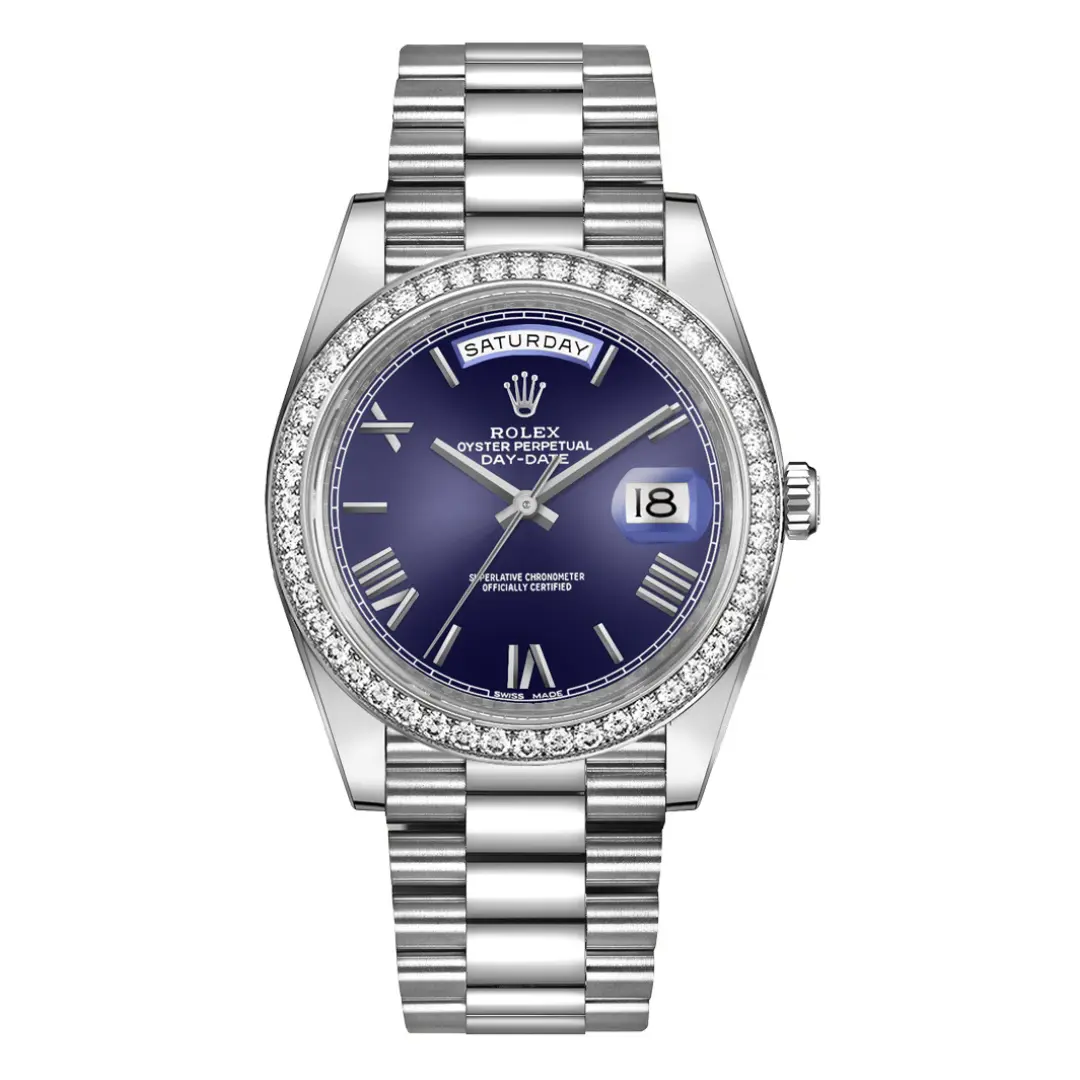 Rolex Day-Date 40 228349RBR-0005 Blue Dial White Gold Diamond 40mm