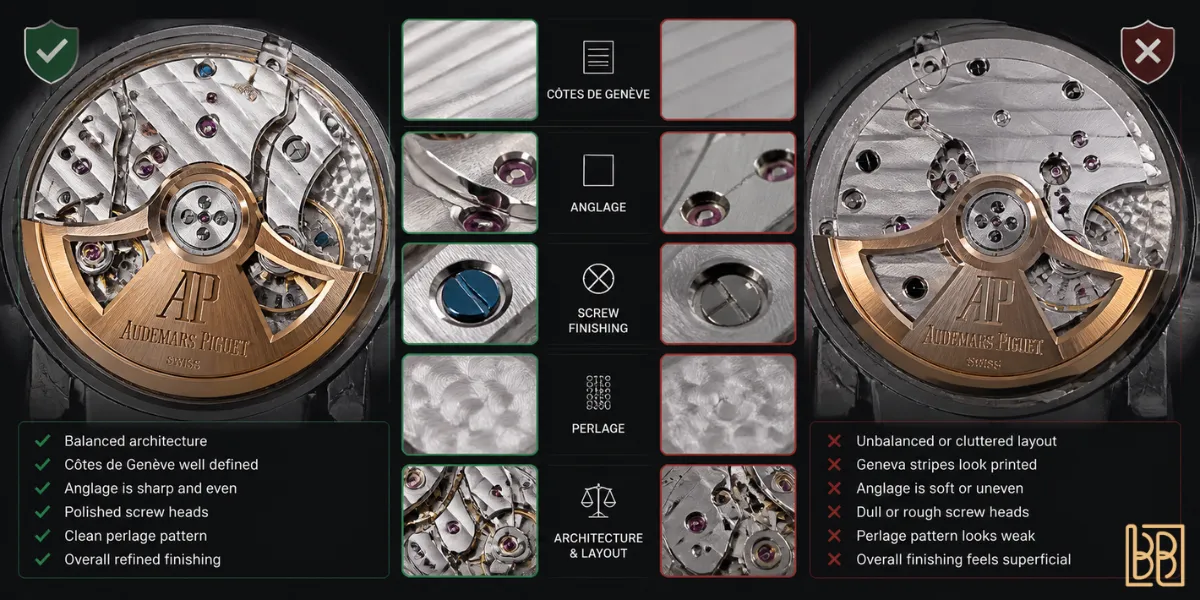 Movement Architecture And Finishing - in Spot a Fake Audemars Piguet