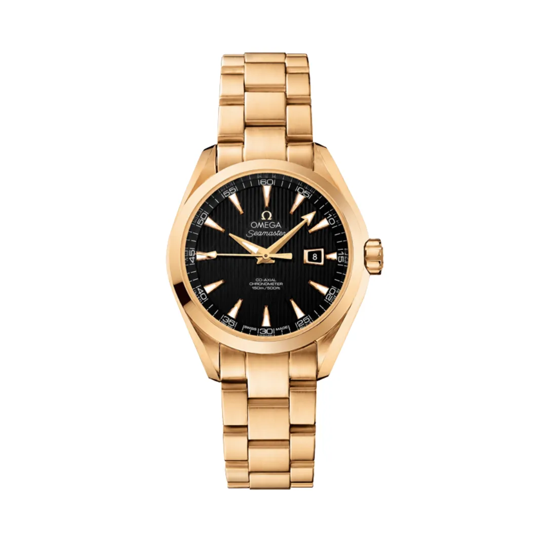 Omega Seamaster 231.50.34.20.01.001 Black Dial Yellow Gold Bezel 34 MM